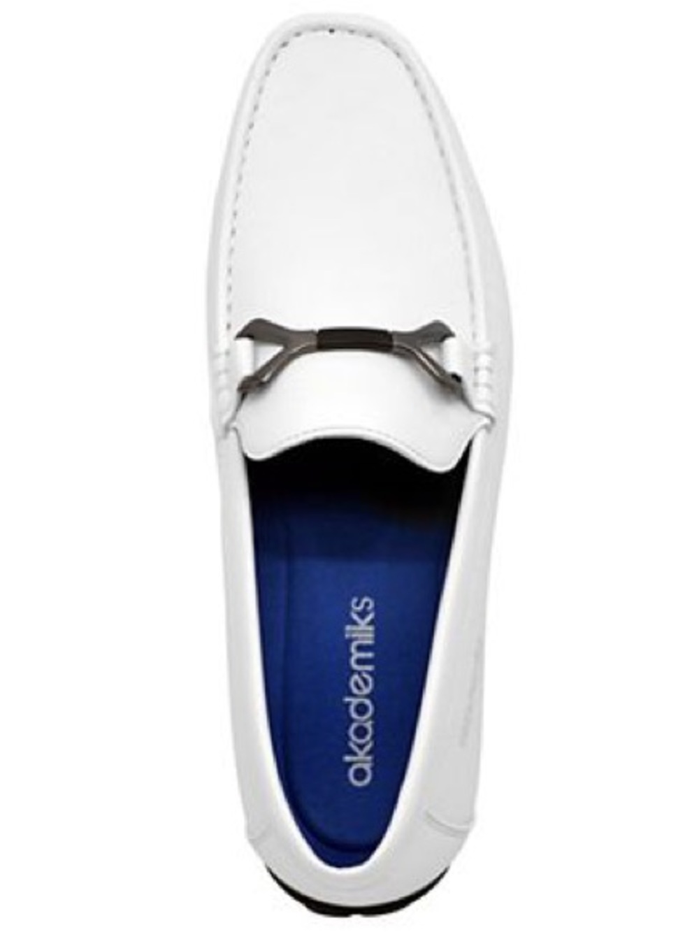 Akademiks White Leather Slip-On Loafer with Blue Insole